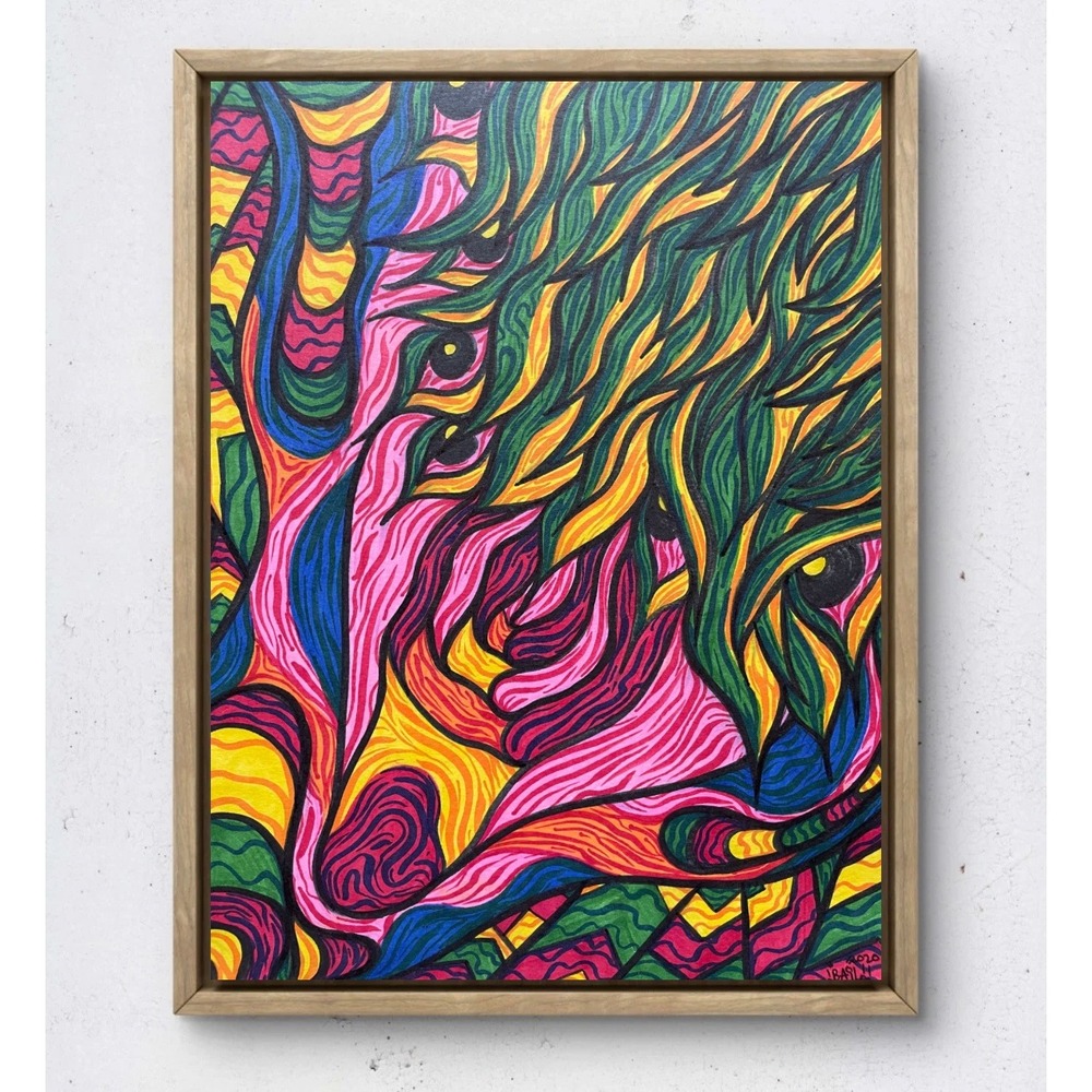 Abstract Psychedelic Colorful Wall Art Painting 11x14 Canvas Decor expressionist